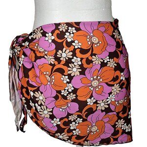 Frankie’s Bikini Paraiso Floral Wrap Sarong XL Swim Cover Up Retro New